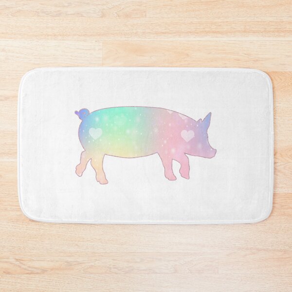 Item preview, Rainbow Hearts Glowing Pink Lined Pig designed and sold by Lori P.