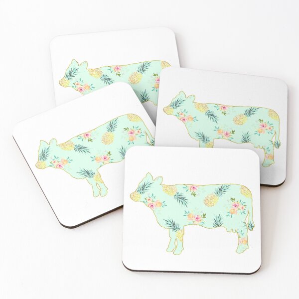 Item preview, Green Pineapple Floral Cow designed and sold by Lori P.