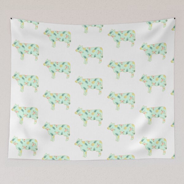 Item preview, Green Pineapple Floral Cow designed and sold by Lori P.