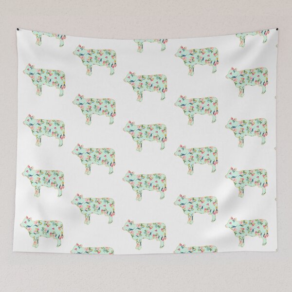 Item preview, Green and Pink Floral Cow designed and sold by Lori P.