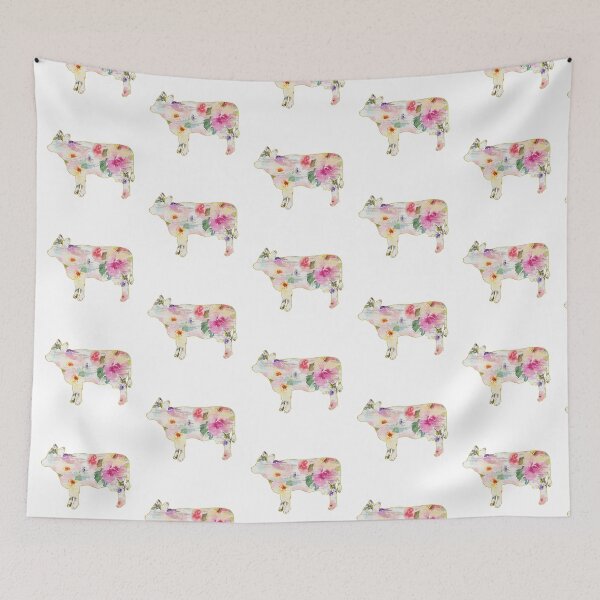 Item preview, White and Pink Floral Cow designed and sold by Lori P.