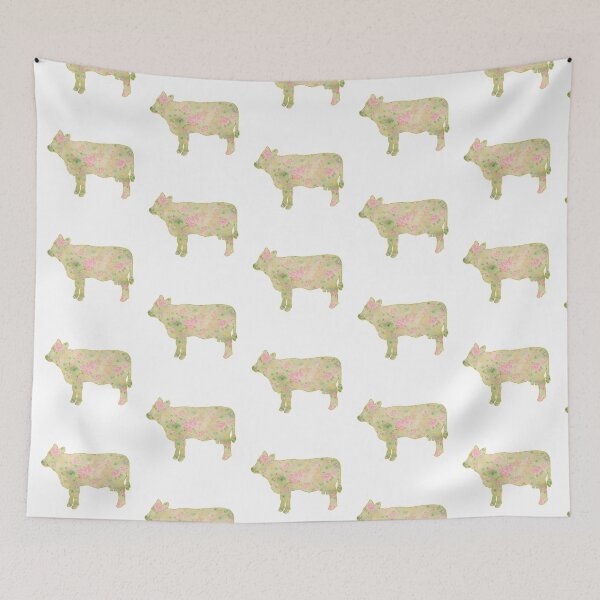 Item preview, Green Faded Cloth Pink Floral Cow designed and sold by Lori P.