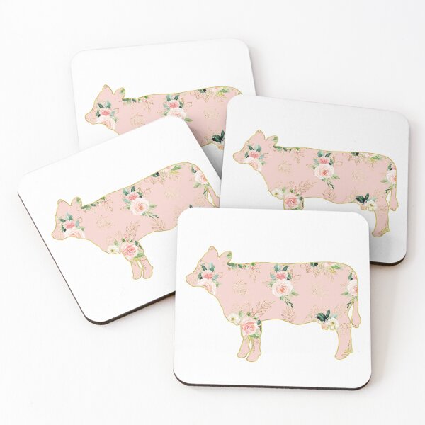 Item preview, Pink Floral Gold Lined Cow designed and sold by Lori P.