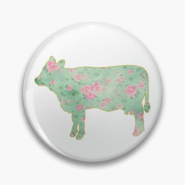 Item preview, Green Pink Floral Gold Lined Cow designed and sold by Lori P.