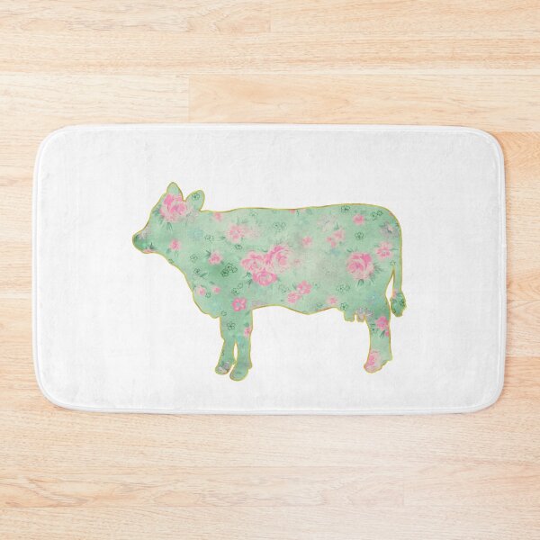 Item preview, Green Pink Floral Gold Lined Cow designed and sold by Lori P.