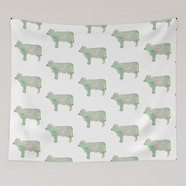 Item preview, Green Pink Floral Gold Lined Cow designed and sold by Lori P.