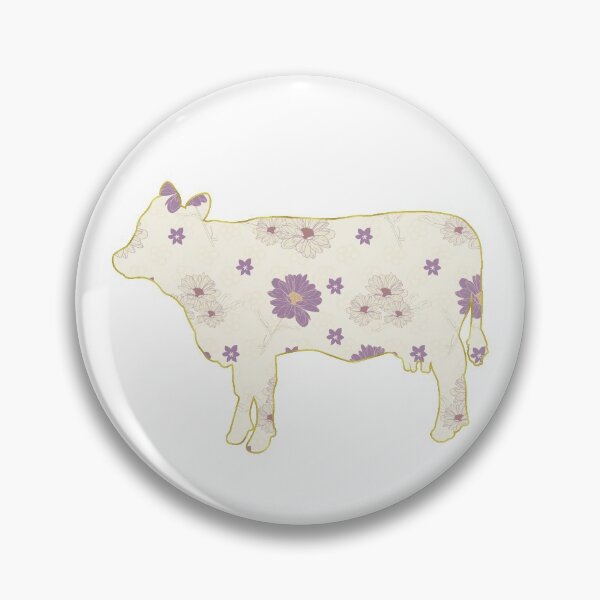 Item preview, Cream and Purple Floral Gold Lined Cow designed and sold by Lori P.