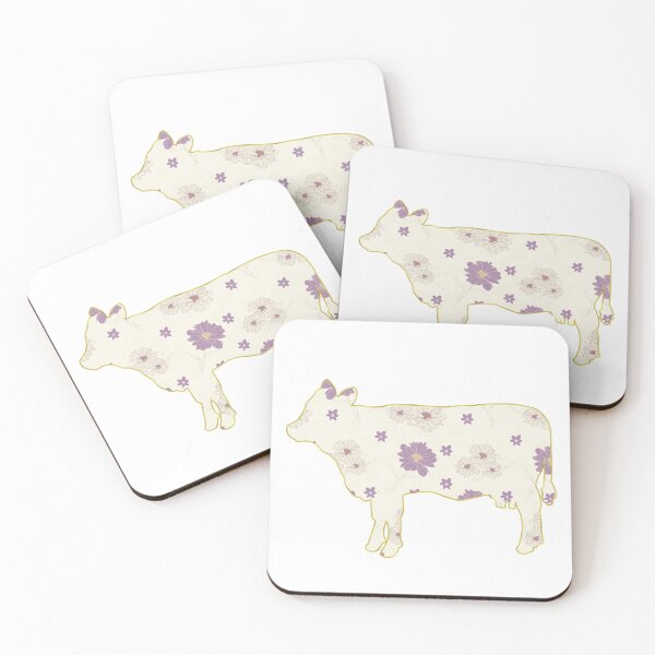 Item preview, Cream and Purple Floral Gold Lined Cow designed and sold by Lori P.