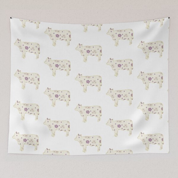 Item preview, Cream and Purple Floral Gold Lined Cow designed and sold by Lori P.