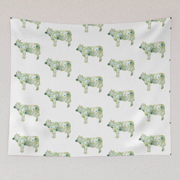 Item preview, Green Floral Gold Lined Cow designed and sold by Lori P.