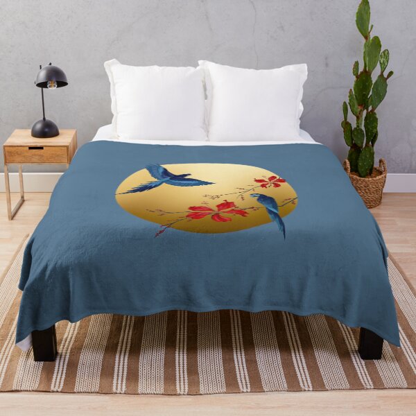 Aperçu de l'œuvre Perroquets bleus sur or et bleu créée et vendue par Bluematerials.