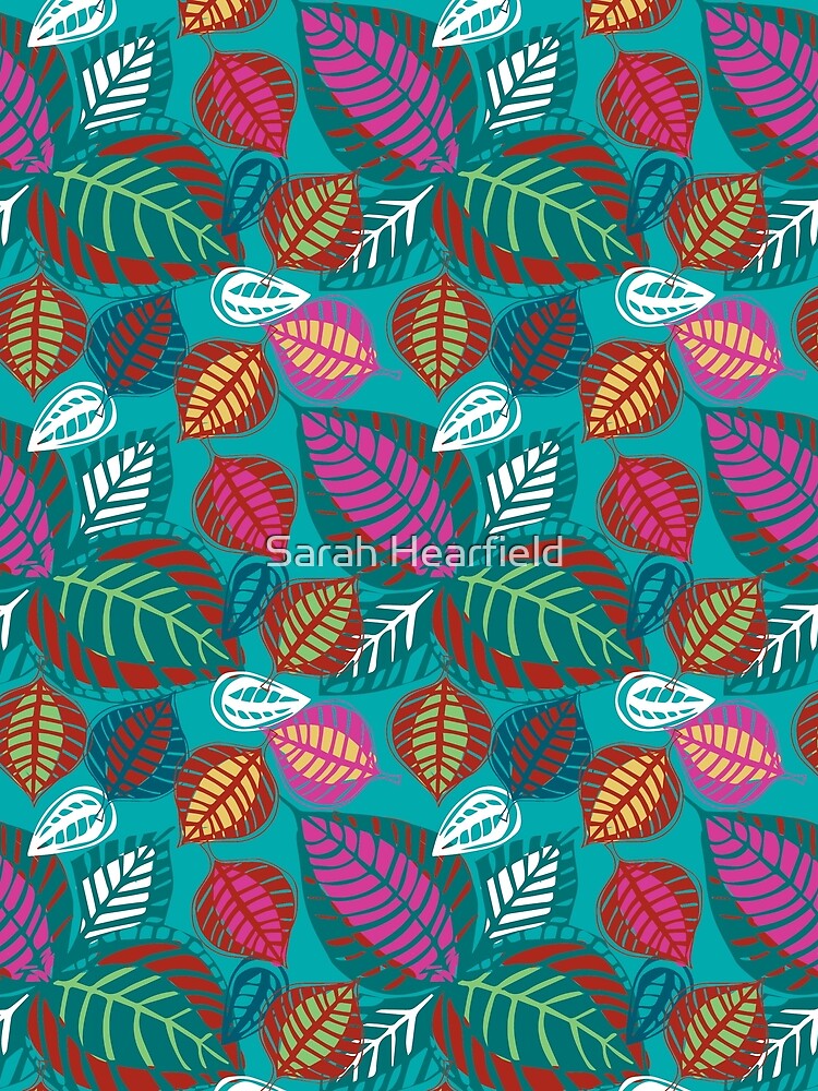 "Leafy Passion" floral design in hot colours by sarahrozdilski