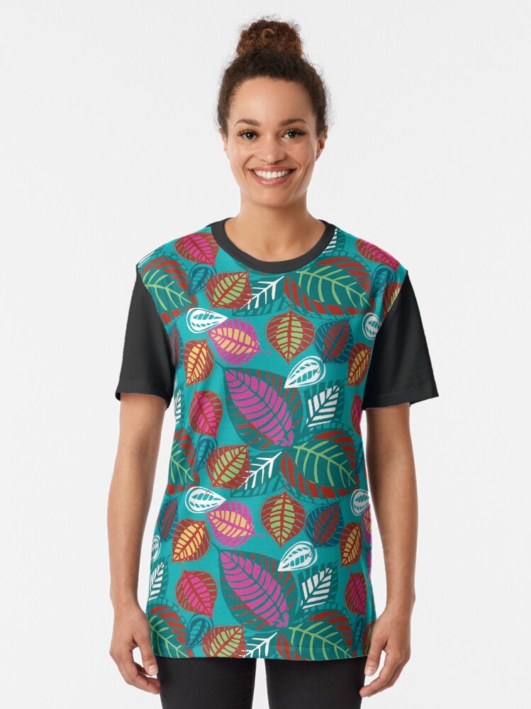 Alternate view of "Leafy Passion" floral design in hot colours Graphic T-Shirt