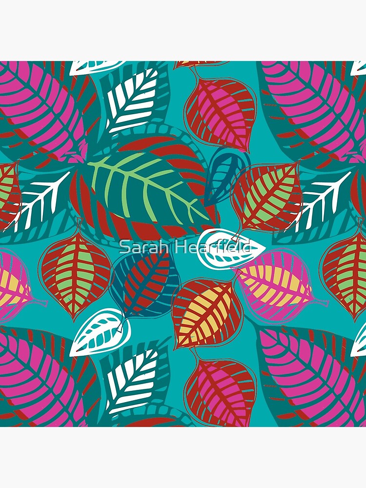 "Leafy Passion" floral design in hot colours by sarahrozdilski