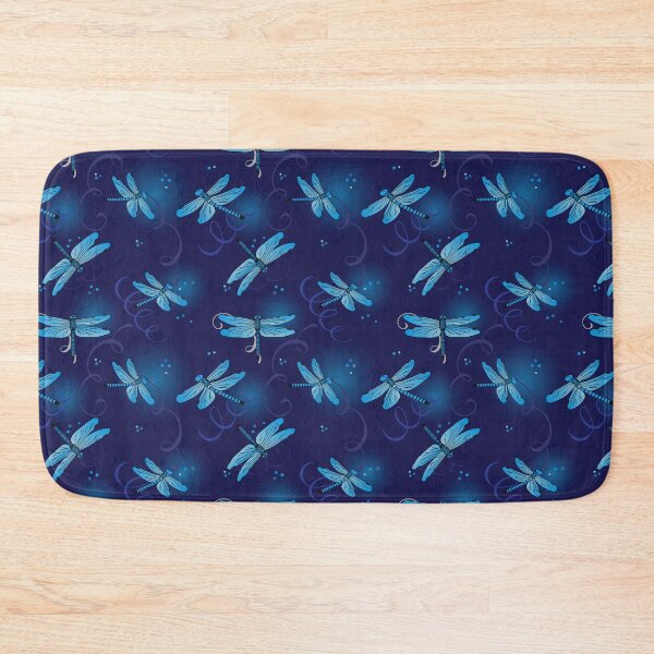 Item preview, Blue Dragonflies on Navy Blue Pattern designed and sold by HotHibiscus.