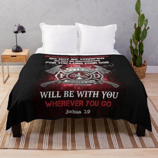 Item preview, Be Strong And Courageous For Lord Your God Will Be With You Fire Fighter Poster designed and sold by kathrynlice.