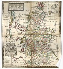 Vintage Map of Scotland (1718) Poster