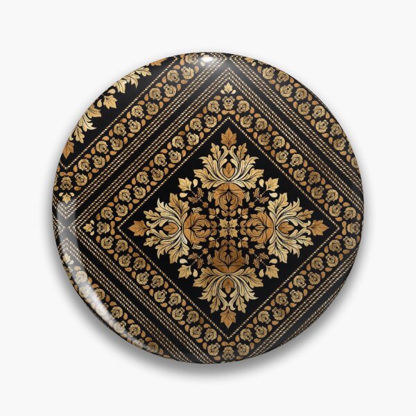 Item preview, Oriental Vintage Damask pattern - Black and gold designed and sold by k9printart.