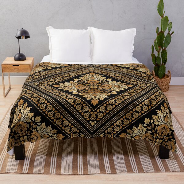 Item preview, Oriental Vintage Damask pattern - Black and gold designed and sold by k9printart.
