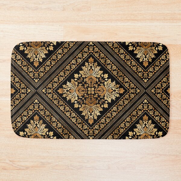 Item preview, Oriental Vintage Damask pattern - Black and gold designed and sold by k9printart.