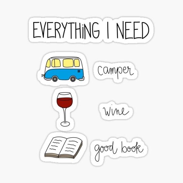 Camper, wine and good book Sticker