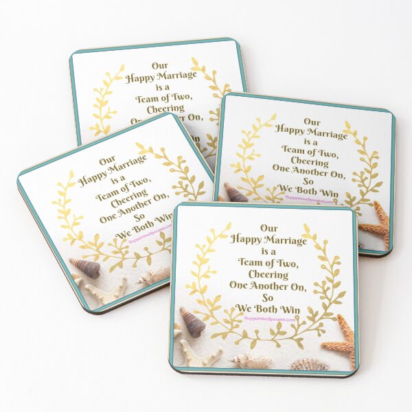 Item preview, Happy Marriage Team quote - Sand & Seashells theme - Jade Frame - SupportiveSpouses.com - Vicki Hadfield designed and sold by Printable Pressies.