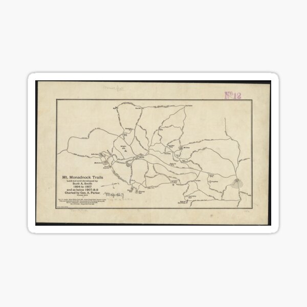 Item preview, Vintage Mount Monadnock Trail Map (1910) designed and sold by BravuraMedia.
