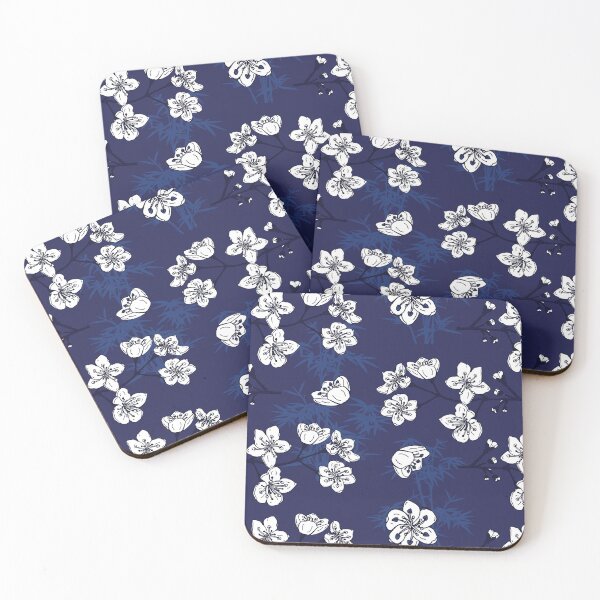 Item preview, Hamptons Blue White Floral Pattern designed and sold by HotHibiscus.