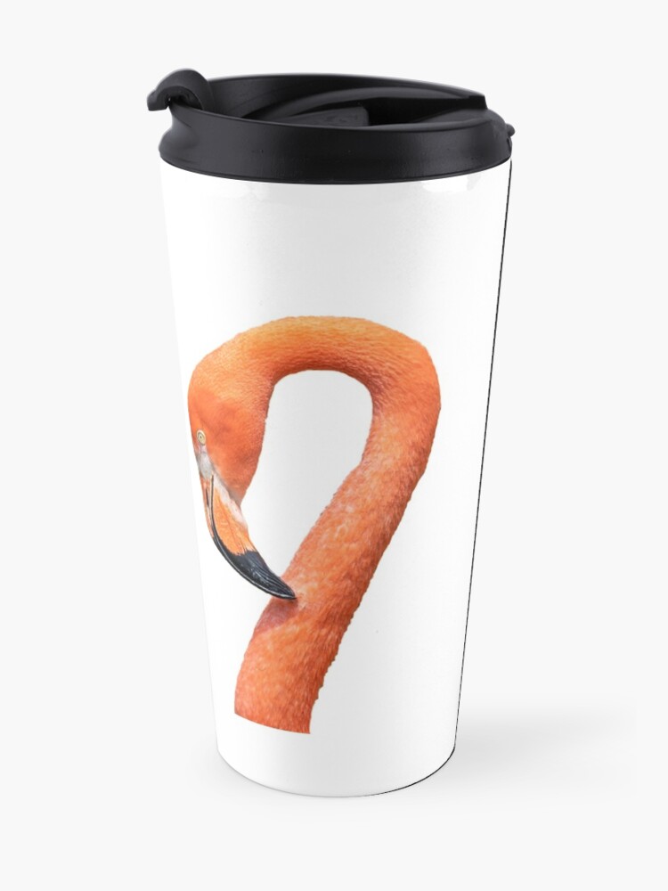 Alternate view of Photograph of a flamingo face Travel Coffee Mug