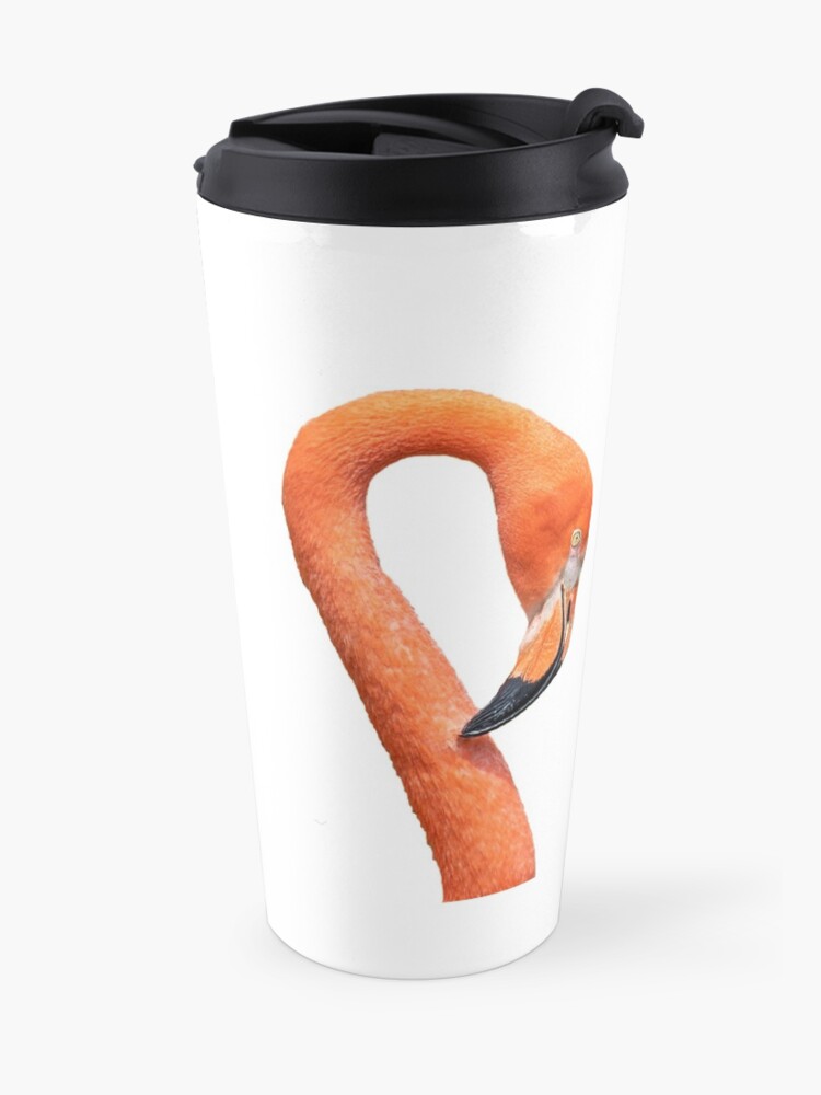 Alternate view of Photograph of a flamingo face Travel Coffee Mug