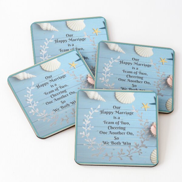 Item preview, Happy Marriage Team quote - Blue Shiplap & Seashells theme - Jade Frame - SupportiveSpouses.com - Vicki Hadfield designed and sold by Printable Pressies.