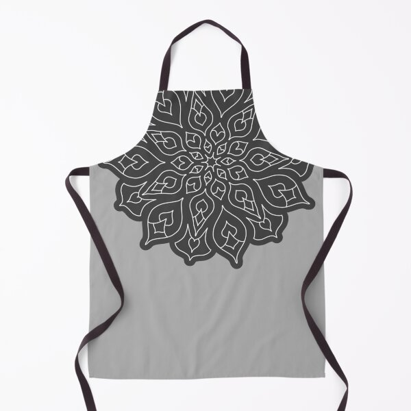Item preview, Minimal style mandala with floral and leaf motives, in white, with dark gray outline designed and sold by CiniArt.