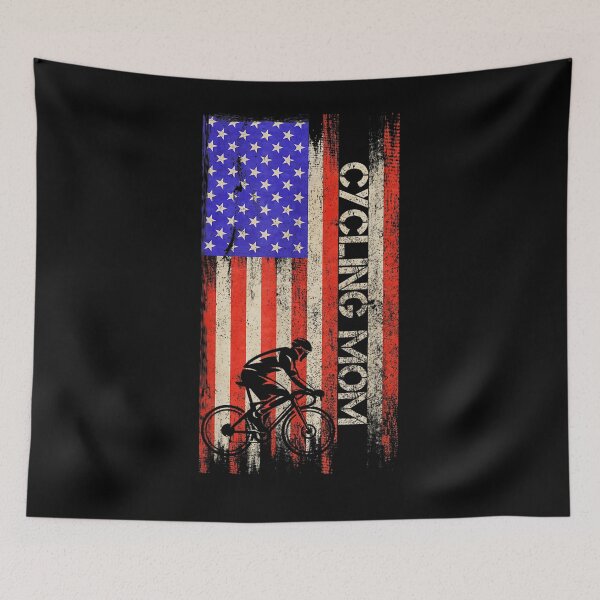 Item preview, Vintage American Flag Proud Cycling Mom Cyclist Silhouette Gift  designed and sold by mchargue12.