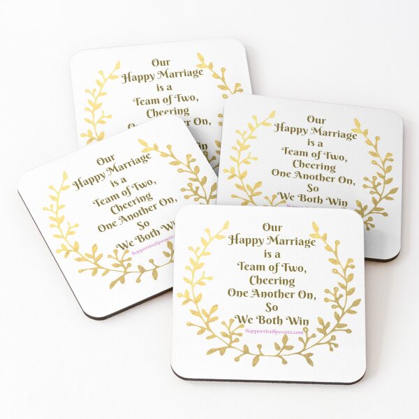 Item preview, Happy Marriage Team quote - gold wreath - SupportiveSpouses.com - Vicki Hadfield designed and sold by Printable Pressies.