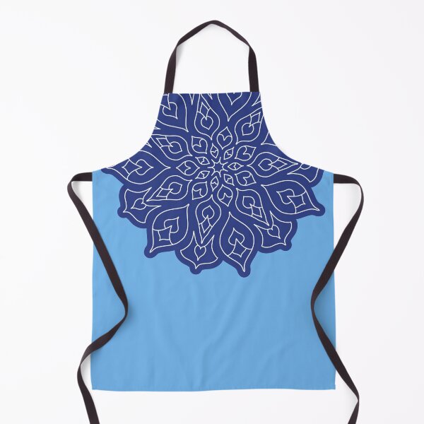 Item preview, Minimal style mandala with floral and leaf motives, in white, with dark blue outline designed and sold by CiniArt.
