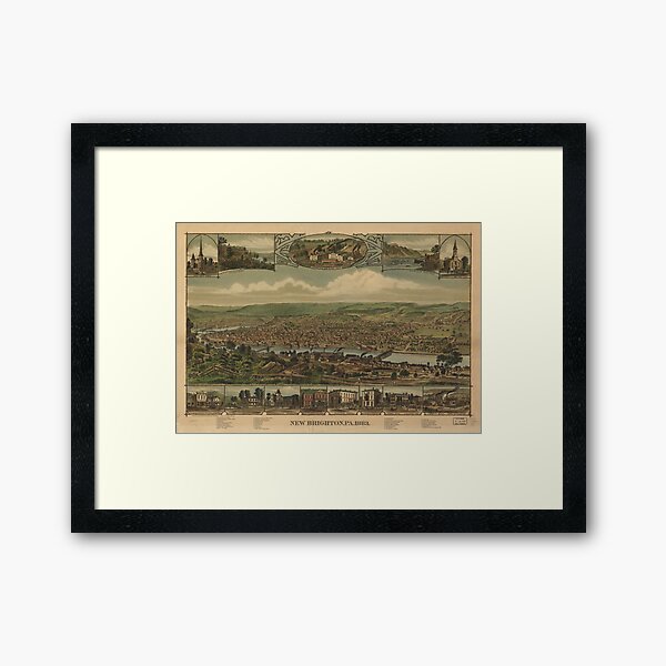 Item preview, Vintage Pictorial Map of New Brighton PA (1883) designed and sold by BravuraMedia.