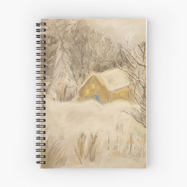 Item preview, Christmas winter cabin in the woods snow scene designed and sold by WorldOfWendyArt.