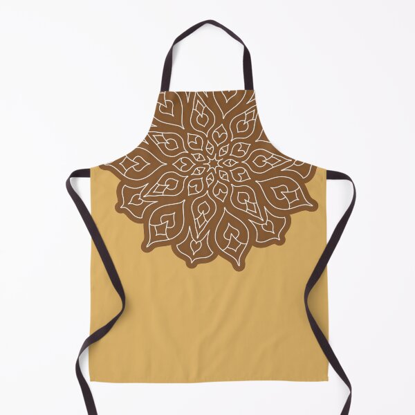 Item preview, Minimal style mandala with floral and leaf motives, in white, with goldern brown outline designed and sold by CiniArt.