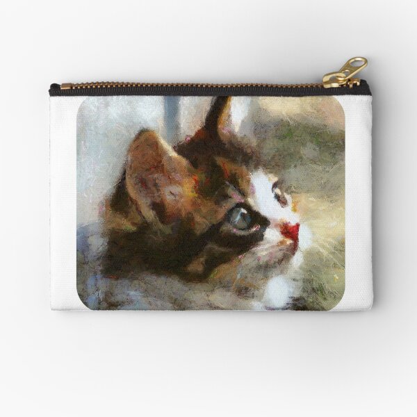 Cat Black White Siamese Persian Grey Tabby Calico Zipper Lined Purse Pouch Gift