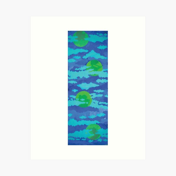 Colourful Art - Healing Moons of Green-Blue-Green Art Print