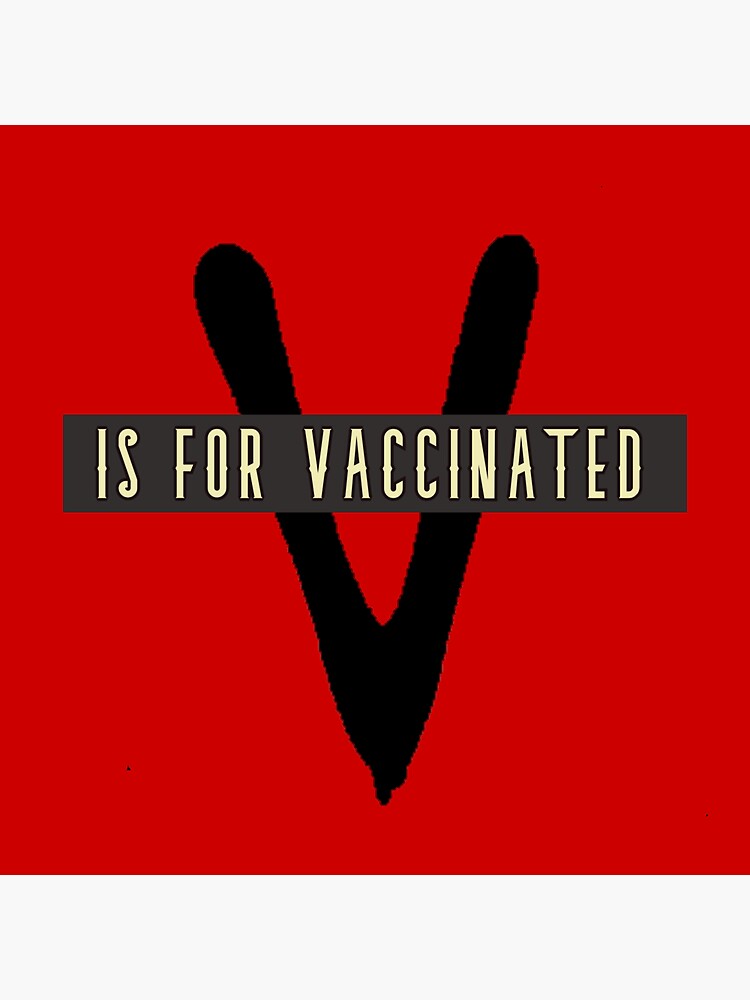 Thumbnail 3 of 3, Sticker, V is for Vaccinated, Red designed and sold by MoriVond.