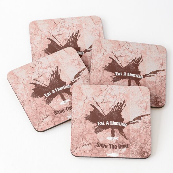 Item preview, EAT A Lionfish, SAVE The Reef - Protect Our Oceans Campaign Slogan in Dark Red and Dirty Pink Retro Grunge Style designed and sold by sthNnth.