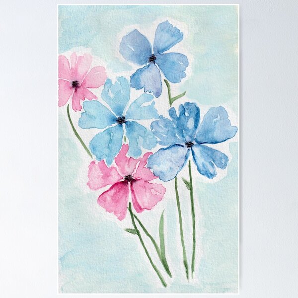 Item preview, Flowers in Blues & Pinks designed and sold by DaisyGirlDesign.