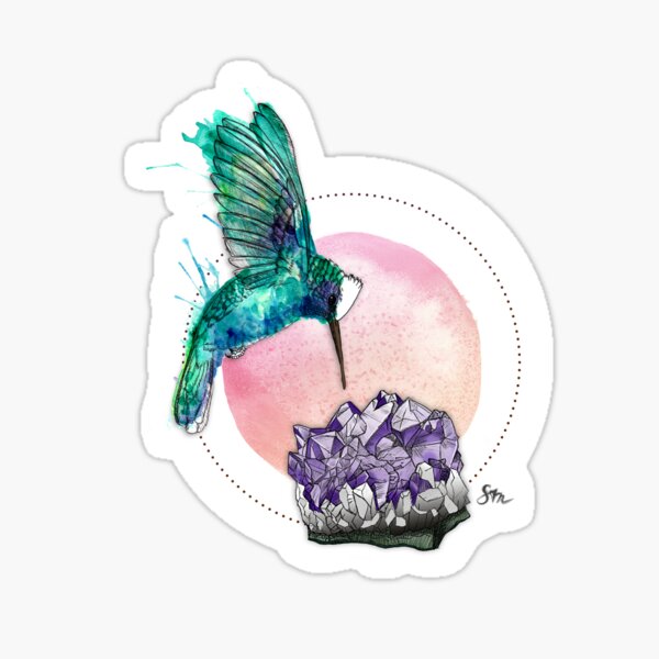 Hummingbird and Amethyste Sticker