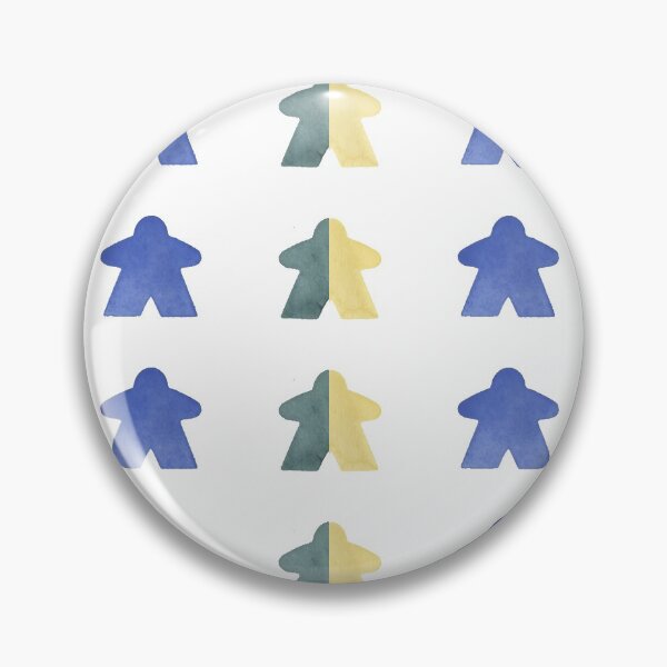Item preview, Blue Green and Yellow Watercolor Meeples on White Pattern designed and sold by Zab Butler Design.