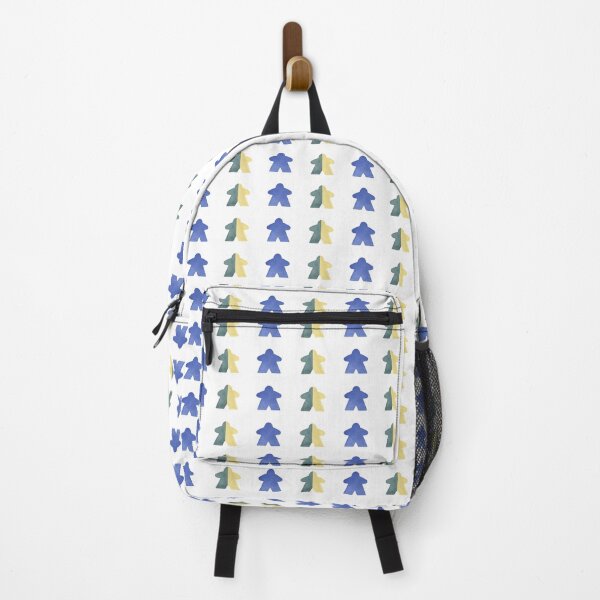Item preview, Blue Green and Yellow Watercolor Meeples on White Pattern designed and sold by Zab Butler Design.