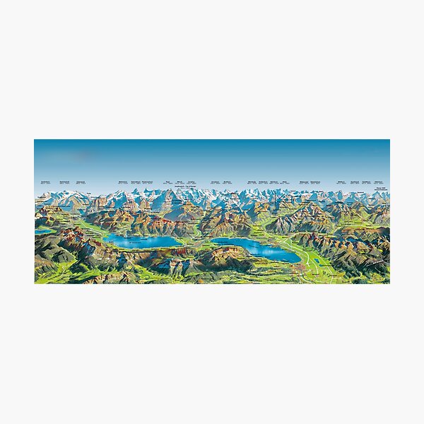 Item preview, " Switzerland: 2016/today Bernese Oberland - Interlaken panoramic map ... designed and sold by MOUNTAINS on FIRE.