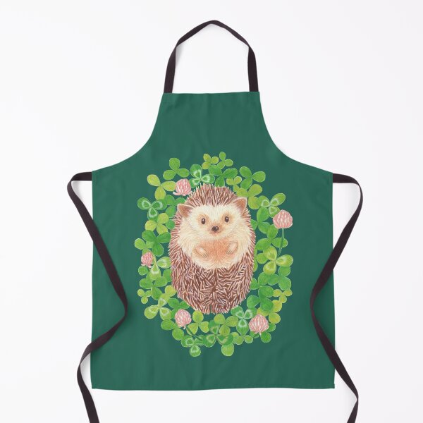 Item preview, cute hedgehog in cloverfield on moss green background designed and sold by EllenLambrichts.