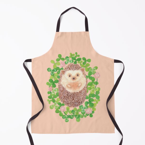 Item preview, cute hedgehog in cloverfield on terracotta pink background designed and sold by EllenLambrichts.