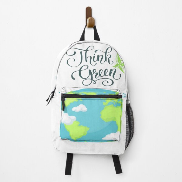 Item preview, World Environment Day - Think Green Text Slogan with Cloud surrounded World Planet Earth designed and sold by WearWolfDesigns.